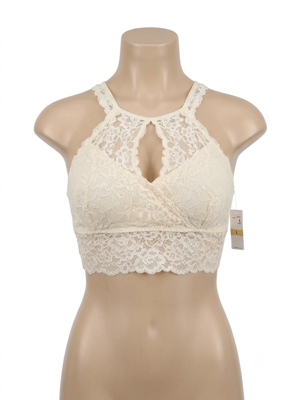 Motherhood Maternity Lace High-Neck Bralette - Cream